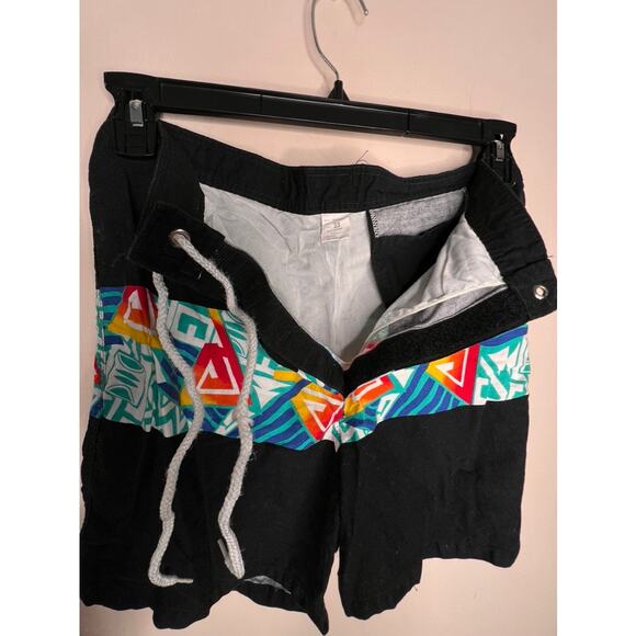 Vintage 80s 90s HOBIE Mens Geometric Board Shorts Swim Trunks Size 33 - Picture 8 of 10